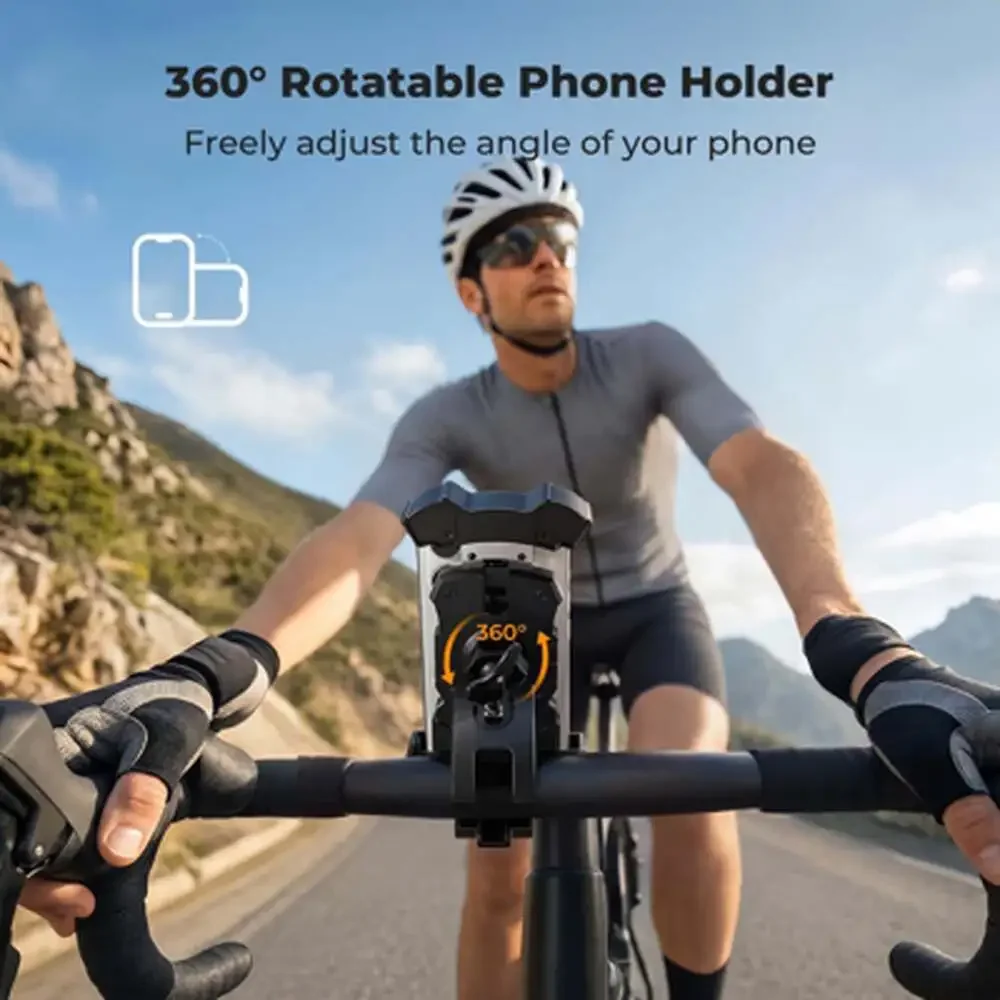 Motorcycle Phone Mount, Bike Phone Holder, 360 Degree Adjustable Handlebar Clamp